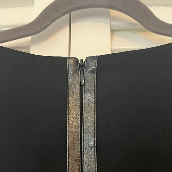 Vince women's long-sleeved dress sheath leather trim black 2 - Picture 9 of 12